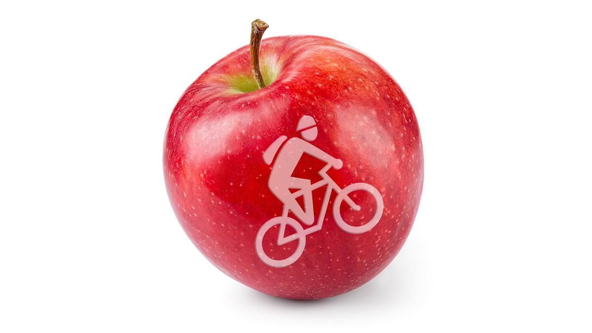 Apfel mit Biker-Symbol