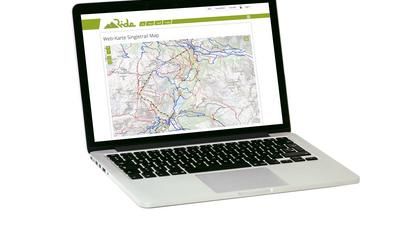 Web-Karte Singletrail Map auf MacBook